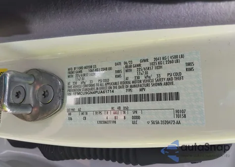 2023 Ford Escape Active из США, поврежденный, VIN 1FMCU9GN4PUA61714